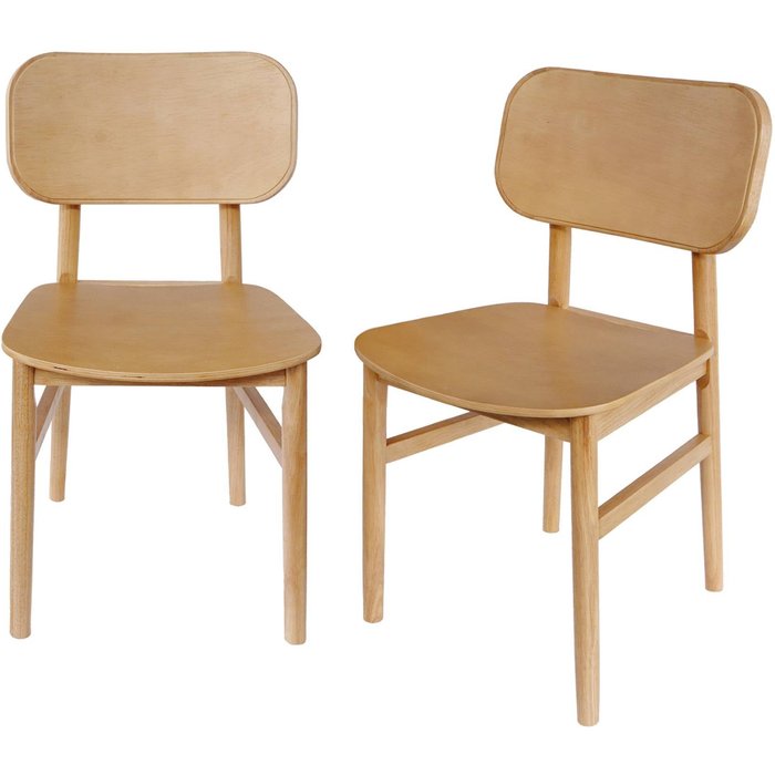 Silla de madera de hevea, set de 2, olympie, natural, 52x45x80 cm