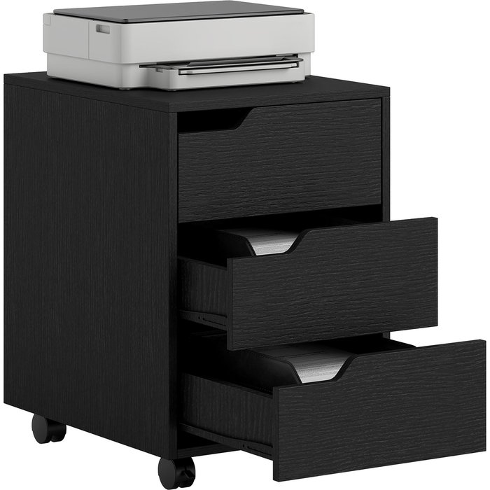 Cajonera móvil oficina 3 cajones 4 ruedas 40x50x57cm negro
