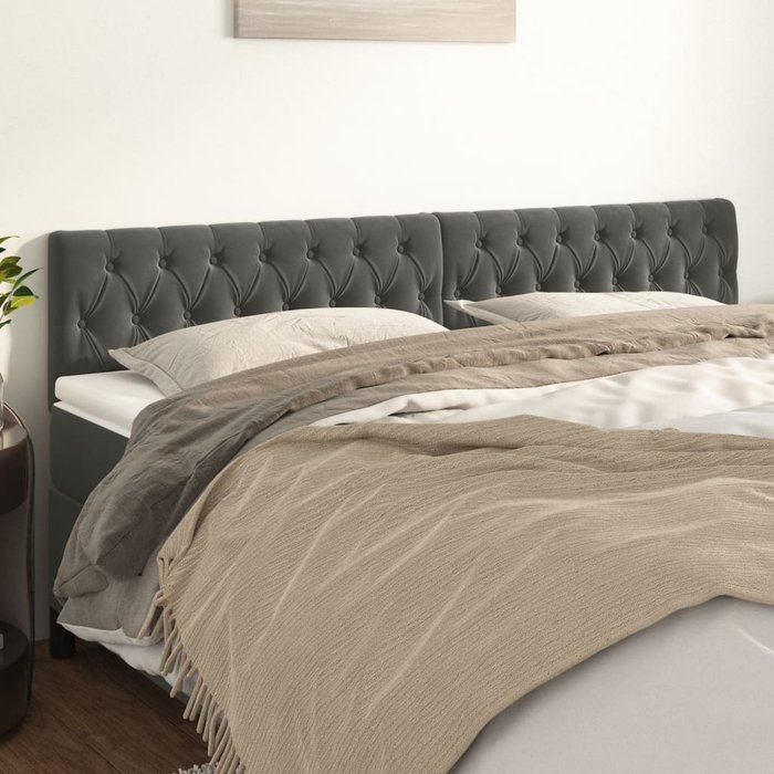 Maison exclusive - cabeceros 2 unidades de terciopelo gris oscuro 100x7x78/88 cm