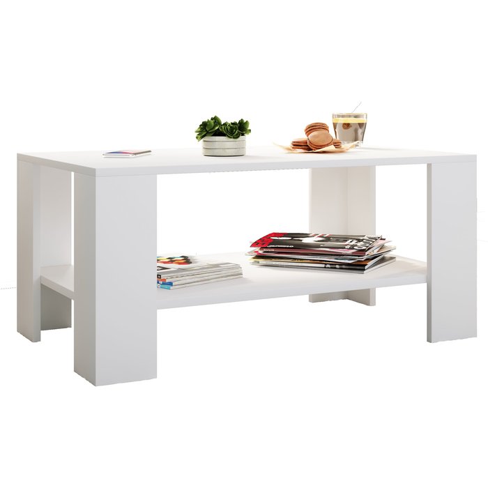 Vcm mesa auxiliar y mesa de centro dalus blanco h. 41 x b. 90 x t. 53 cm
