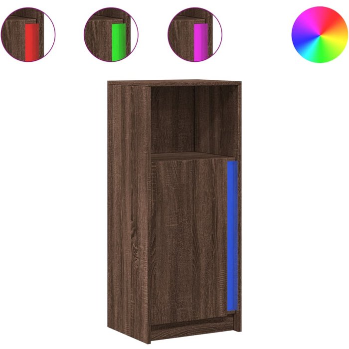 Aparador con led madera ingeniería marrón roble 42,5x34x100 cm - comfortxl