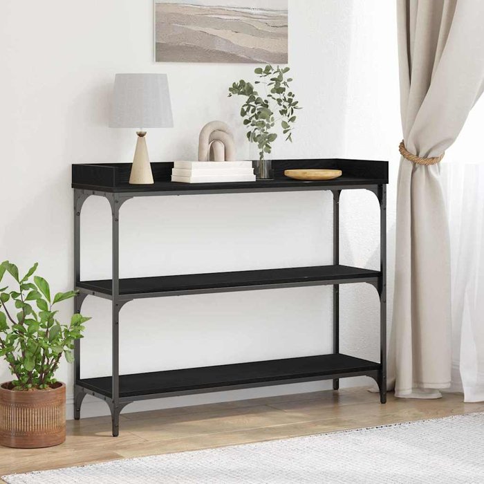 Consola con estante, roble negro, 100 x 30 x 80 cm