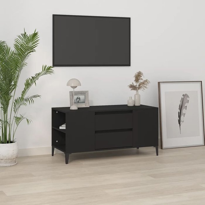 Vidaxl mueble para tv madera contrachapada negro 102x44,5x50 cm