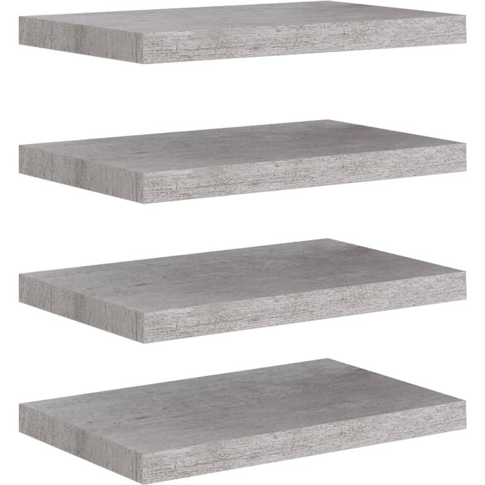 Estantes flotantes pared 4 uds mdf gris hormigón 50x23x3,8 cm- comfortxl