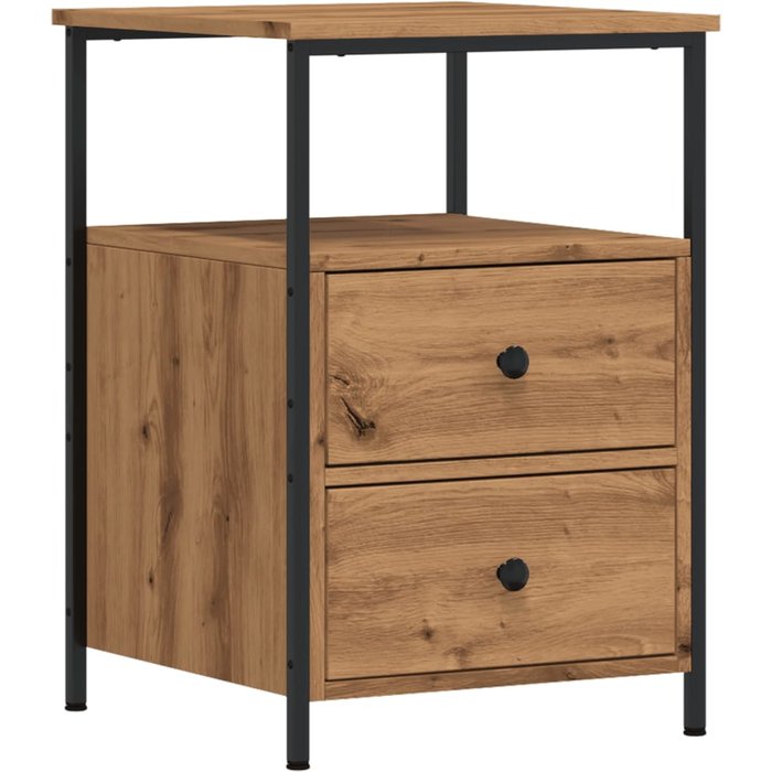 Mesita de noche madera ingeniería roble artisan 34x35,5x50 cm - comfortxl