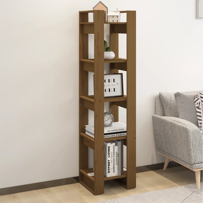 Librería/separador marrón miel 41x35x160 cm pino macizo