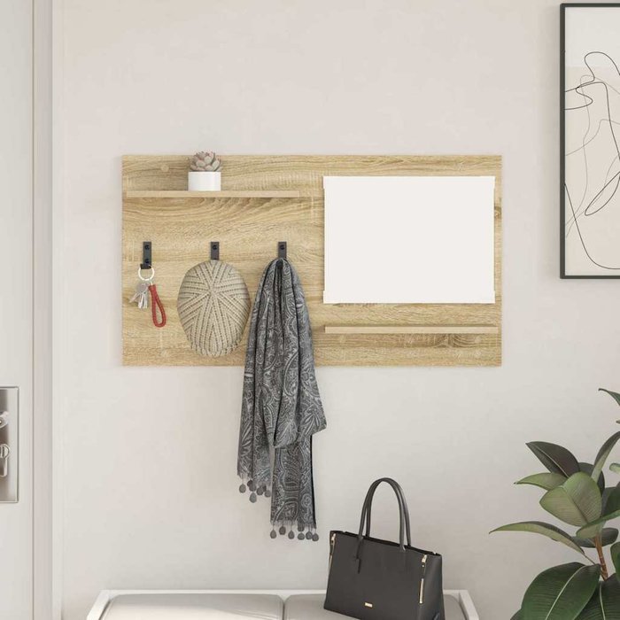 Perchero de pared con estante, roble sonoma, 90 x 10 x 50 cm