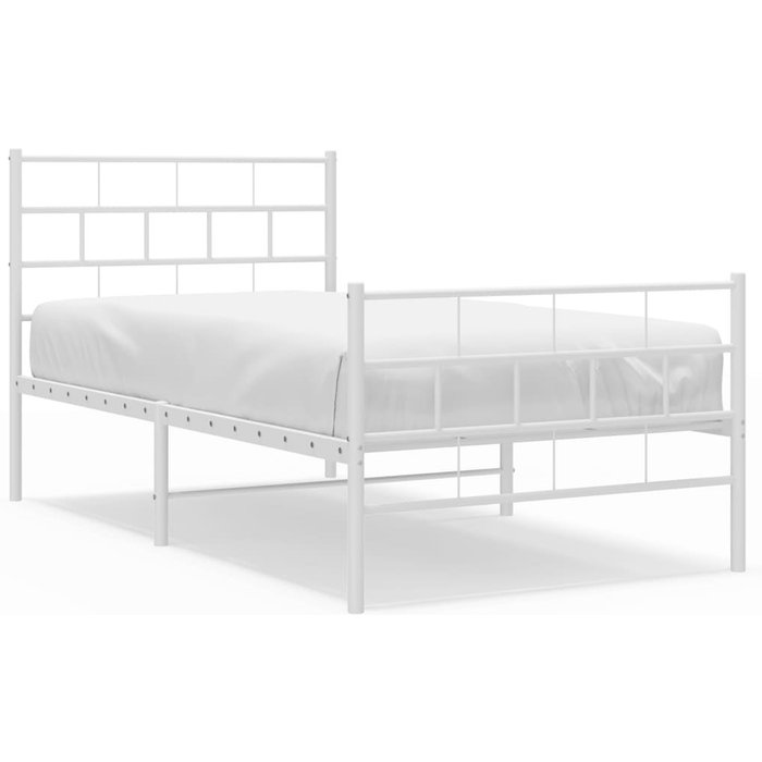 Estructura cama sin colchón con estribo metal blanco 107x203 cm — comfortxl