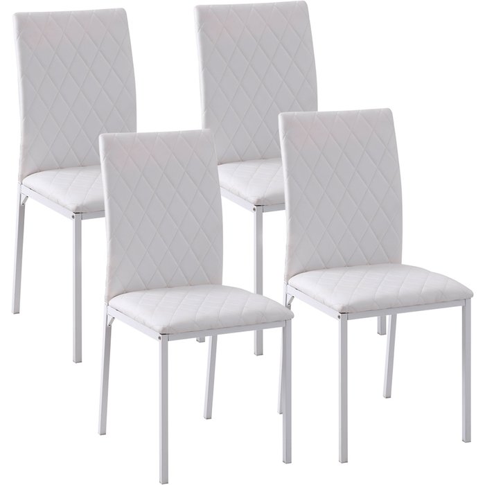 Conjunto 4 sillas tapizadas comedor blancas patas metal 41x50x91cm modernas
