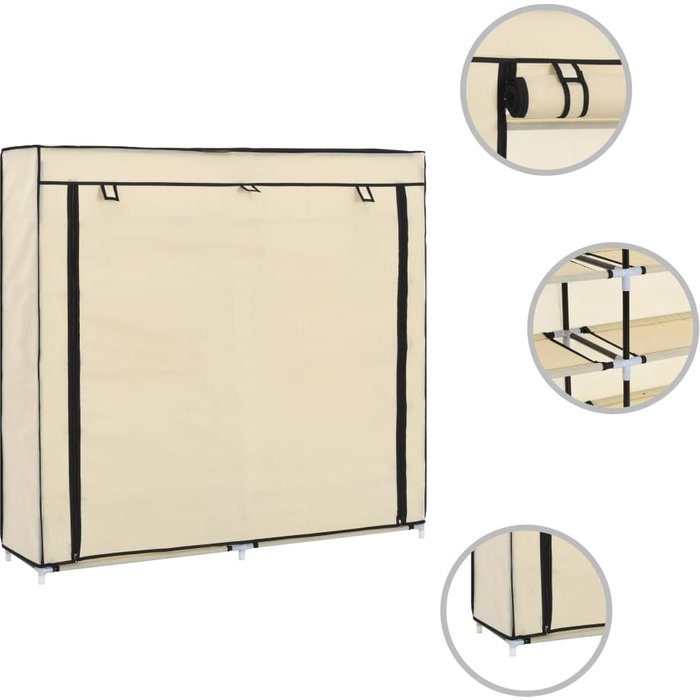 Mueble zapatero con funda de tela color crema 115x28x110 cm - comfortxl