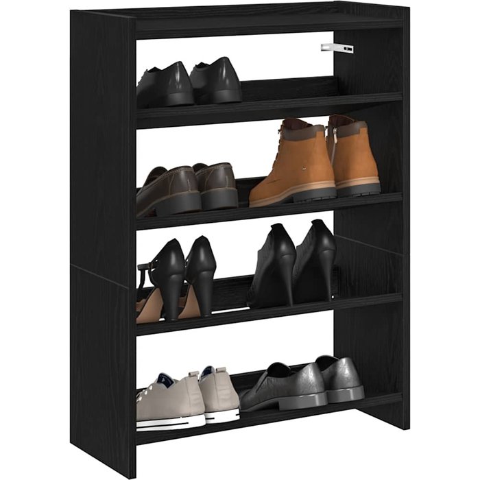 Zapatero negro, 60x25x81 cm, madera de ingeniería.