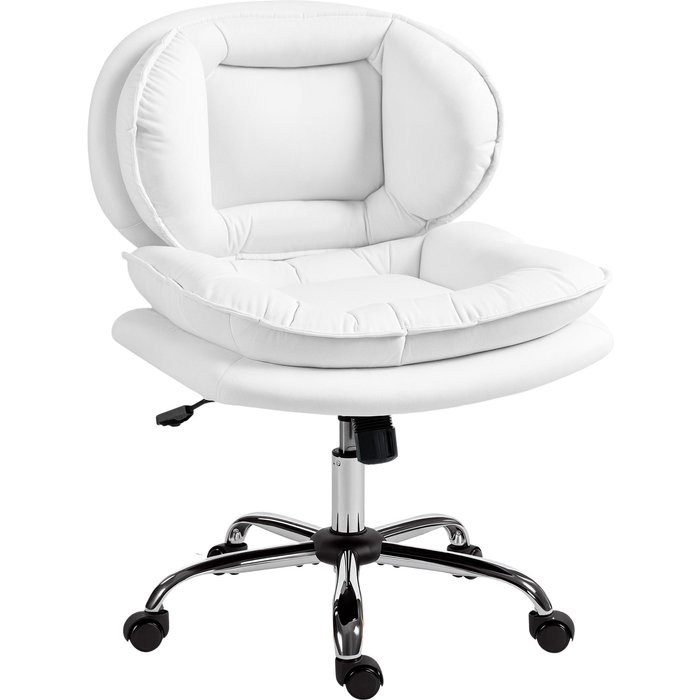 Silla de oficina homcom cuero sintético blanco 60x65x93 cm 921-887v00wt