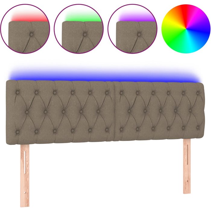 Cabecero con led de tela gris taupe 160x7x78/88 cm - comfortxl