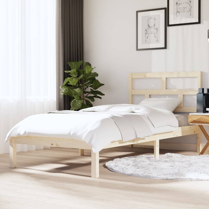 Estructura de cama madera maciza 90x190 cm individual