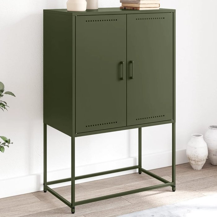 Mueble tv verde oliva 68x39x60,5 cm acero