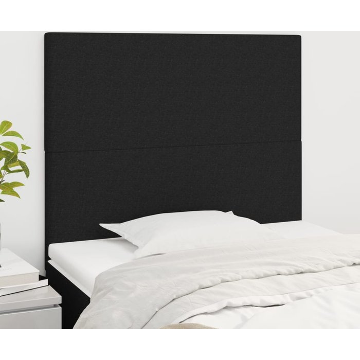 Cabeceros 2 unidades de tela negro 80x5x78/88 cm - comfortxl