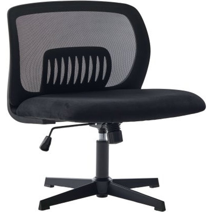 Sillón sin brazos de terciopelo con espuma, negro, 61x55x73-85 cm– comfortxl