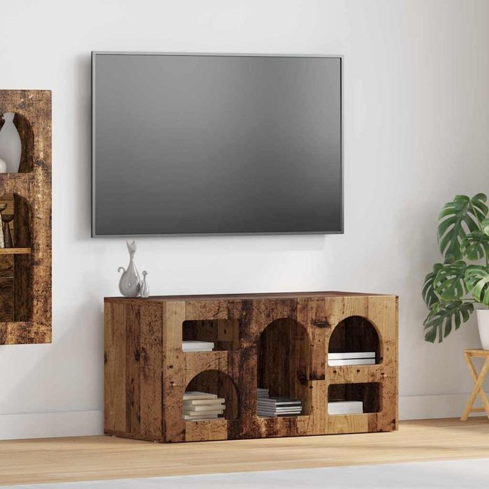 Mueble de tv de madera antigua, 80 x 35 x 40 cm, madera de ingeniería