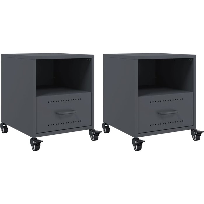 Mesitas de noche 2 unidades acero gris antracita 36x39x43,5 cm - comfortxl