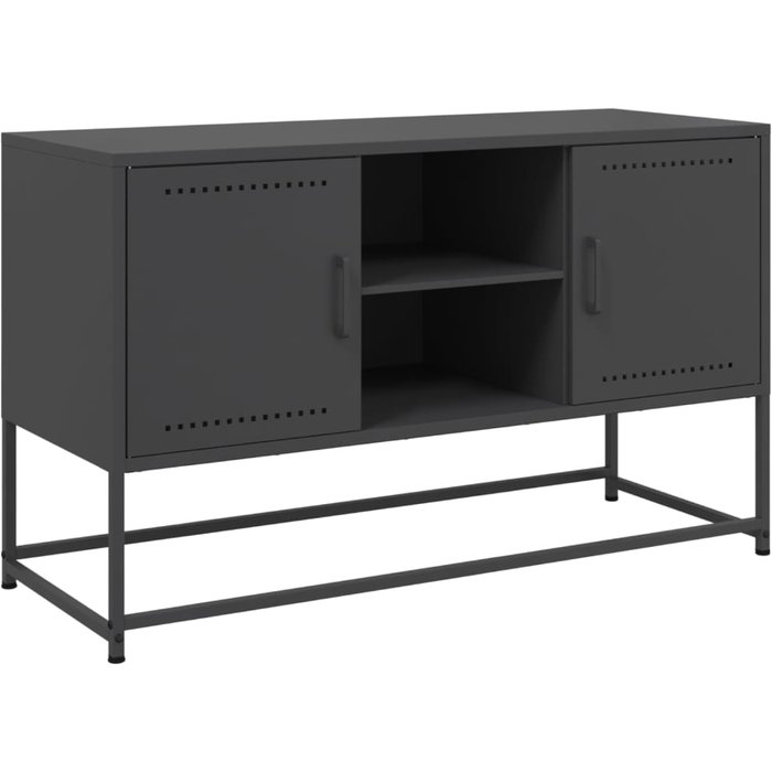 Mueble para tv | mueble de salón de acero negro 100,5x39x60,5 cm cfw57272