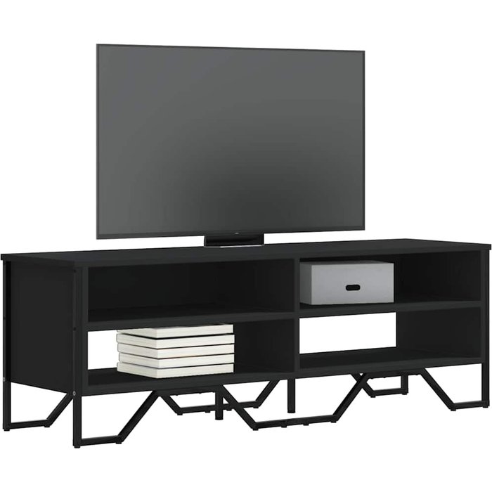 Mueble de tv negro 122x34x41 cm madera de ingeniería