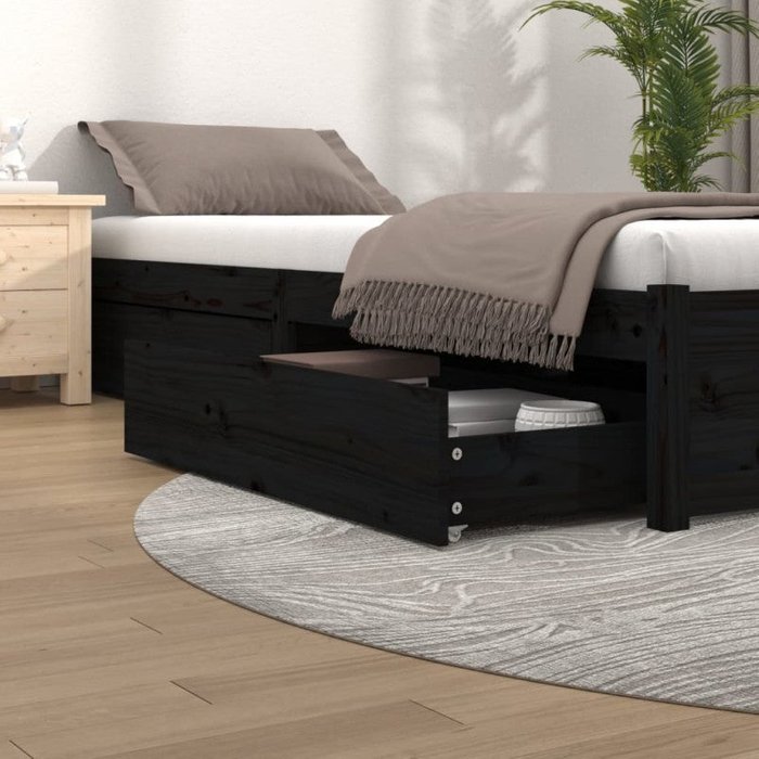 Vidaxl cajones de cama 4 unidades madera maciza de pino negro