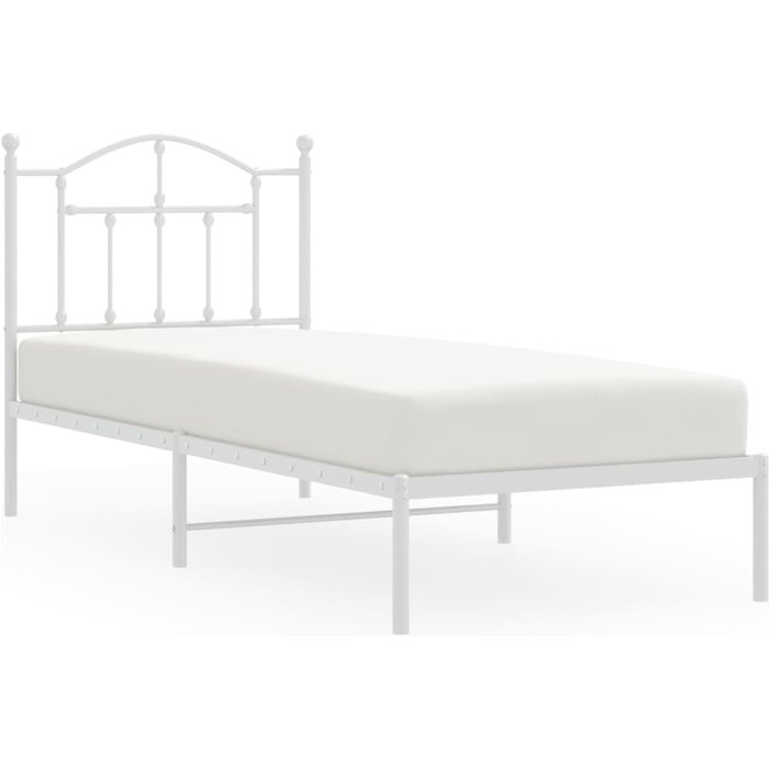 Estructura cama sin colchón con cabecero metal blanco 80x200 cm — comfortxl