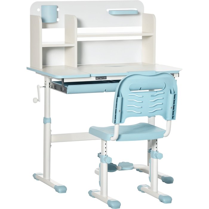 Conjunto escritorio y silla infantil ajustable 3+ años azul 80x52cm