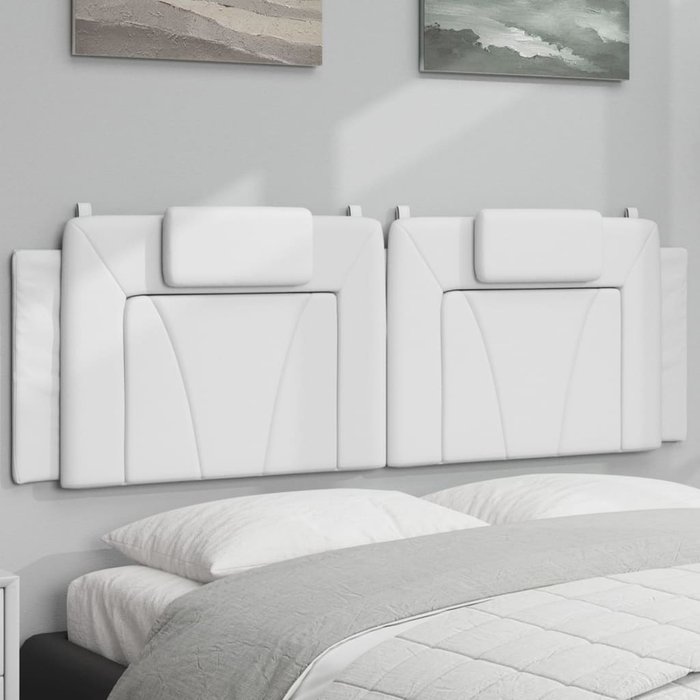 Cabecero de cama acolchado viana cuero sintético blanco 160 cm