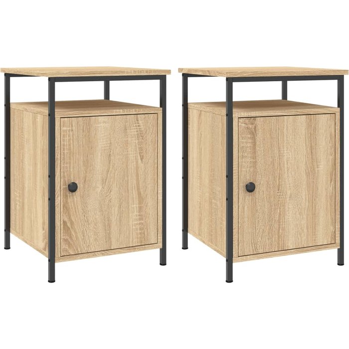 Mesitas noche 2 uds madera contrachapada color roble 40x42x60cm - comfortxl