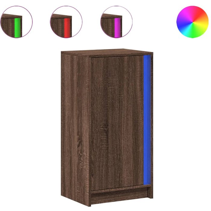 Aparador con led madera ingeniería marrón roble 42,5x34x85 cm - comfortxl