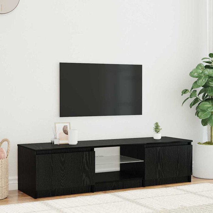Gabinete de tv negro 140 x 38.5 x 36 cm madera contrachapada