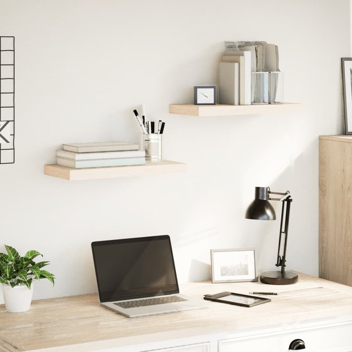 Estantes flotantes, 2 unidades, 50x23,5x4 cm, madera de ingeniería.