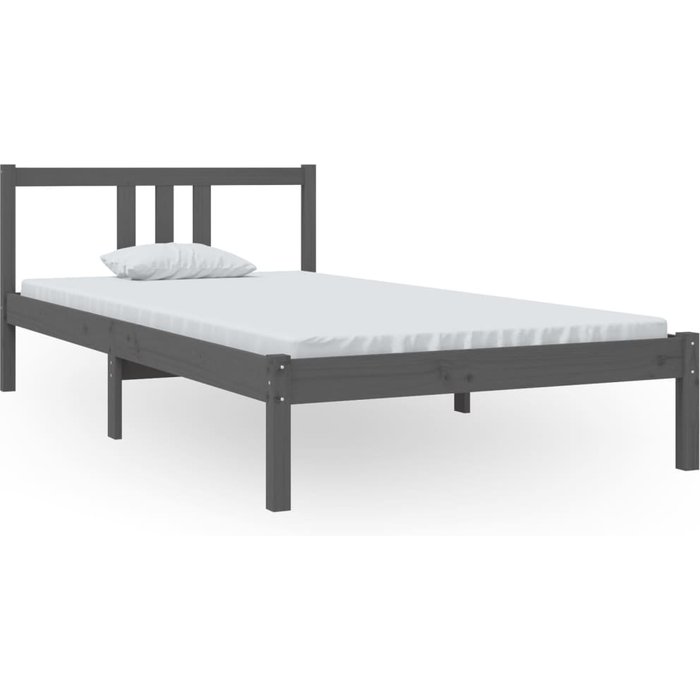 Estructura de cama sin colchón madera maciza gris 100x200 cm — comfortxl
