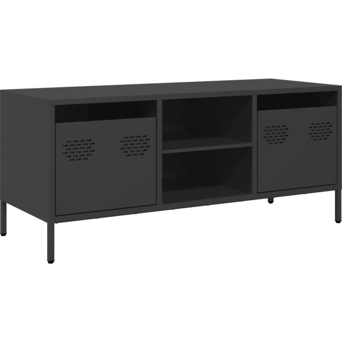 Mueble para tv acero laminado en frío negro 101,5x39x43,5 cm - comfortxl