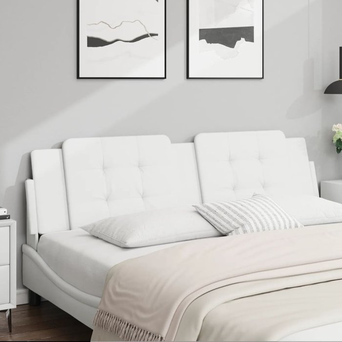 Cabecero de cama acolchado zadar cuero sintético blanco 180 cm