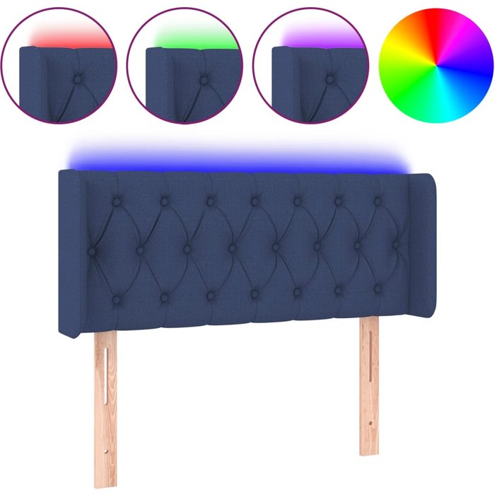 Cabecero cama - mueble cabecero con led de tela azul 103x16x78/88 cm