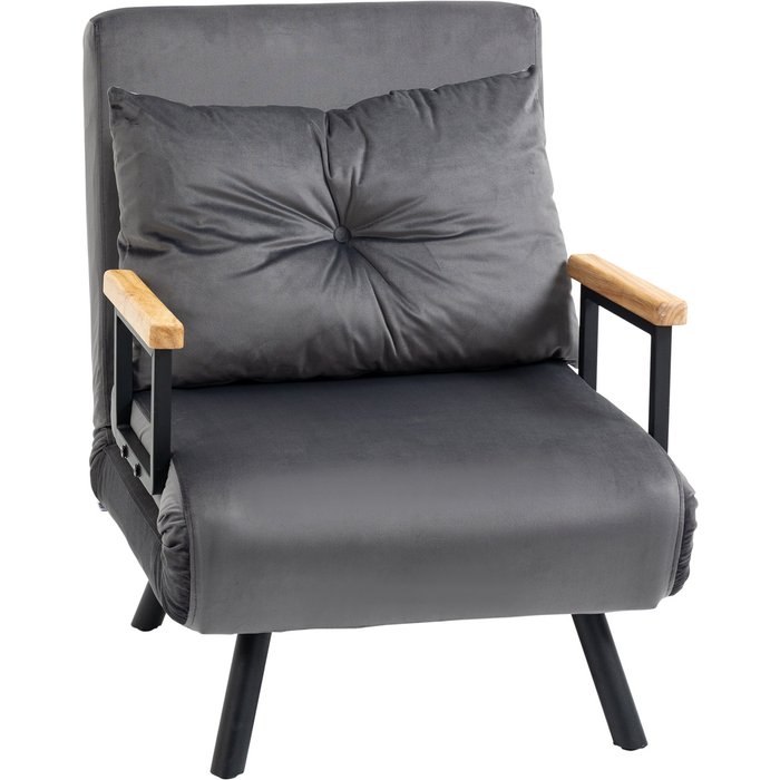 Sofá cama individual homcom poliéster gris 63x73x81 cm