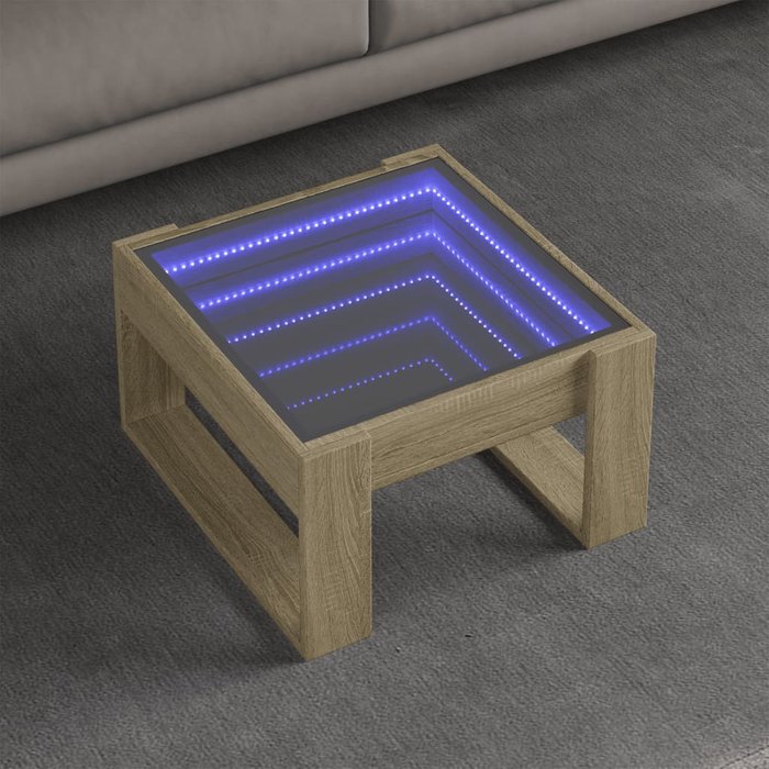 Maison exclusive - mesa de centro con infinity led roble sonoma 50x53x30 cm