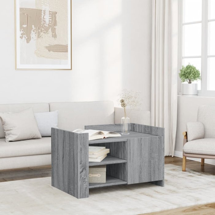 Mesa de centro sonoma gris, 80x50x50 cm, madera de ingeniería.