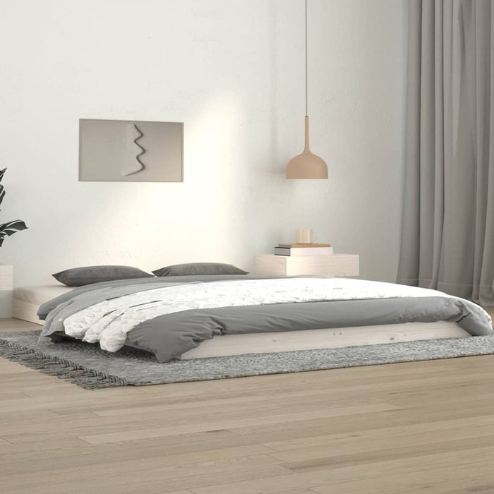 Estructura de cama blanca 140x190 cm madera maciza de pino