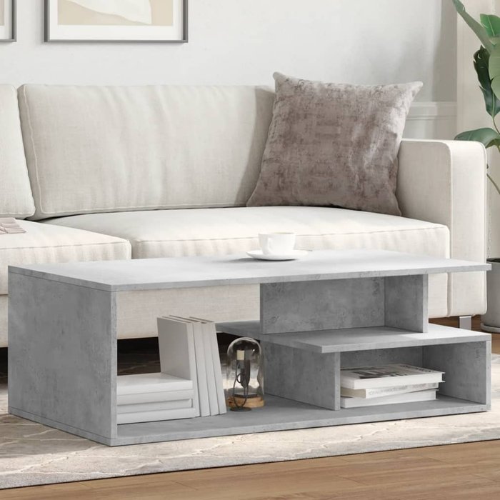 Mesa de centro gris cemento 102x55x35 cm madera contrachapada