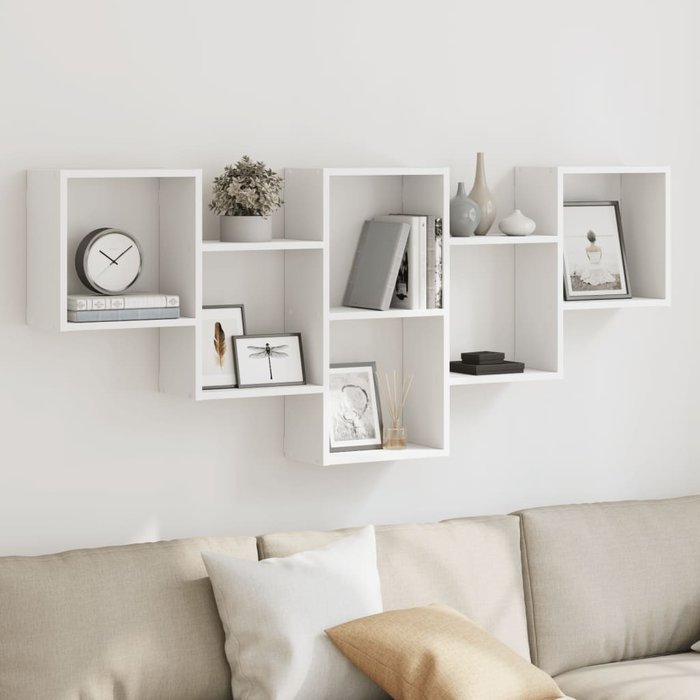 Estante de pared blanco 159x18x66 cm madera contrachapada