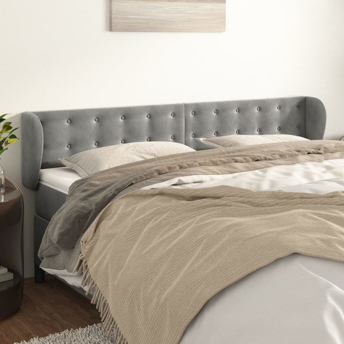 Cabecero de terciopelo gris claro 163x23x78/88 cm - comfortxl