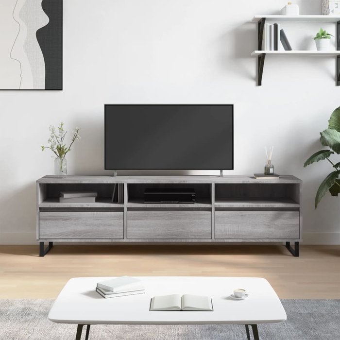 Mueble tv sonoma gris 150x30x44,5 cm madera contrachapada
