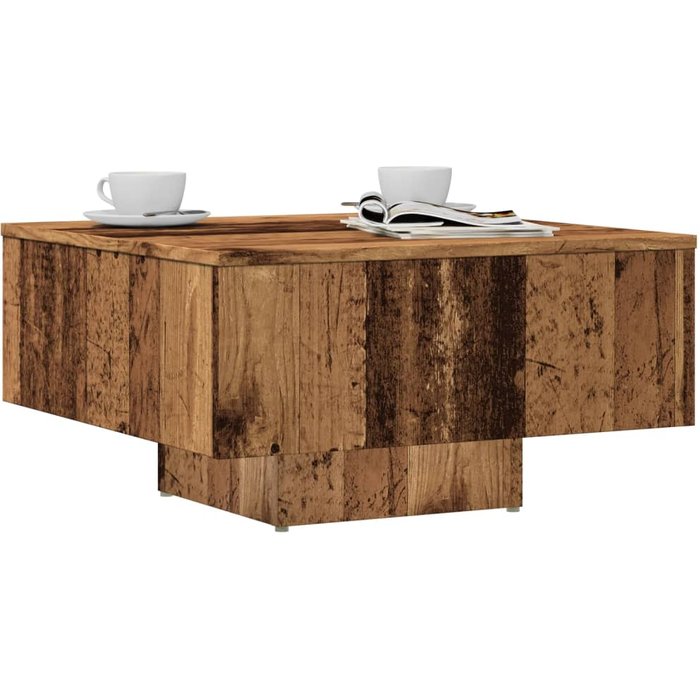 Mesa de centro de madera antigua 60x60x31,5 cm madera contrachapada