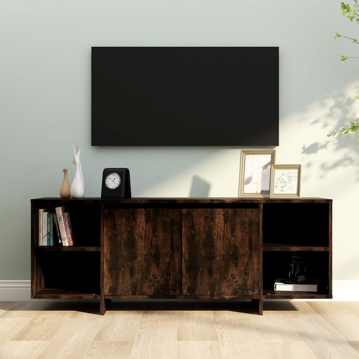 Mueble tv roble ahumado 130x35x50 cm aglomerado