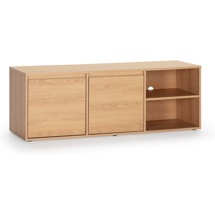 Mueble tv tori 2 puertas 2 huecos, color roble, 130 cm