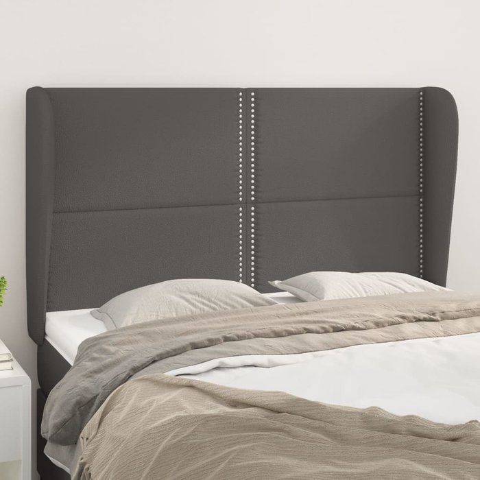 Cabecero con orejas de cuero sintético gris 147x23x118/128cm vidaxl