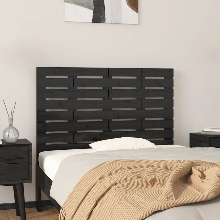 Vidaxl cabecero de cama de pared madera maciza pino negro 81x3x63 cm